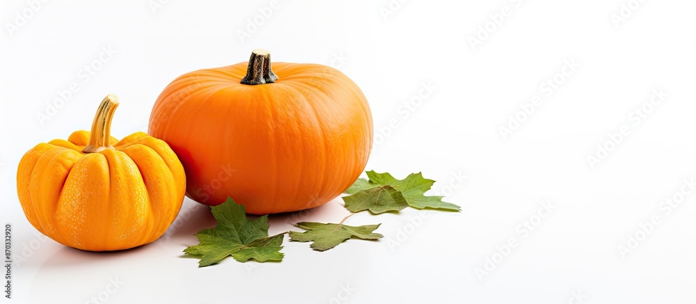 Poster pumpkin and carrot soup placed on white background for copy space image, representing the concept of