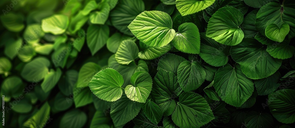 Poster A detailed view of verdant leaves in a natural setting with copy space image available.