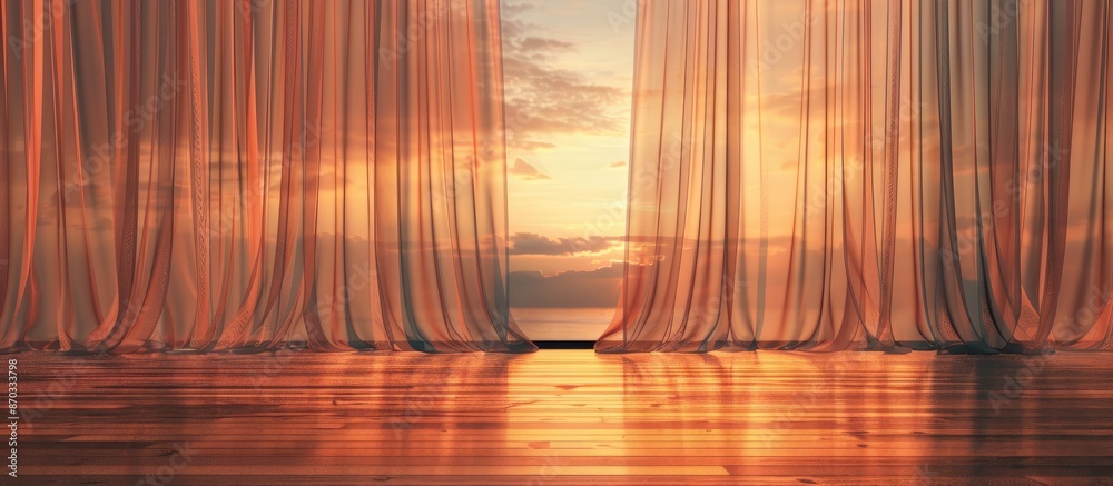 Fototapete beautiful dawn curtains. with copy space image. place for adding text or design