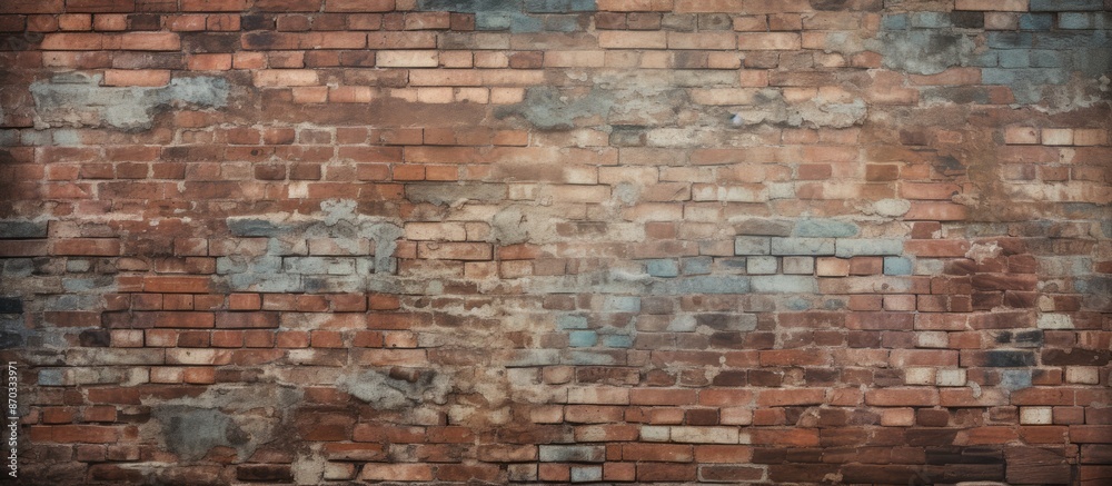 Poster utilize this aged, weathered brick wall with a distressed appearance as a backdrop, wallpaper, or te