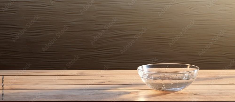 Aufkleber Wooden table with a bowl of transparent water displayed, allowing for text in the copy space image.