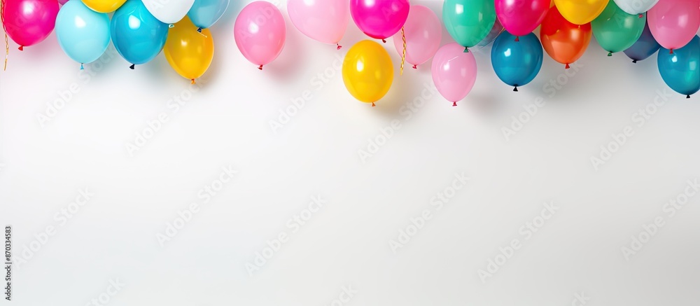 Fototapete Party decorations displayed with empty space for text or images on white background. with copy space image. Place for adding text or design