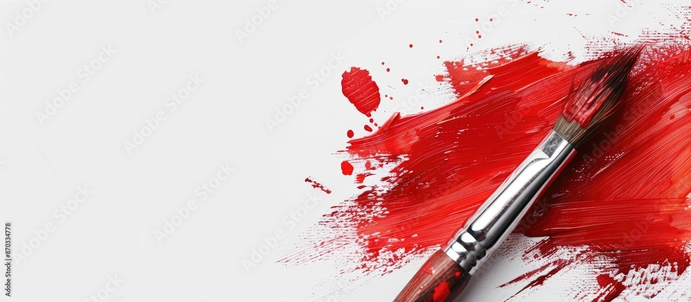 Aufkleber red paint brush. with copy space image. place for adding text or design