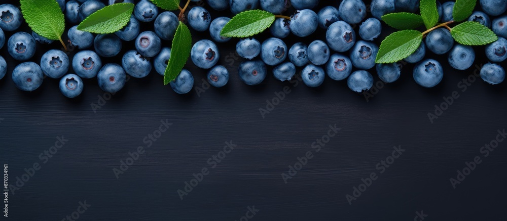 Aufkleber top view of fresh and delicious blueberries creating a copy space image.