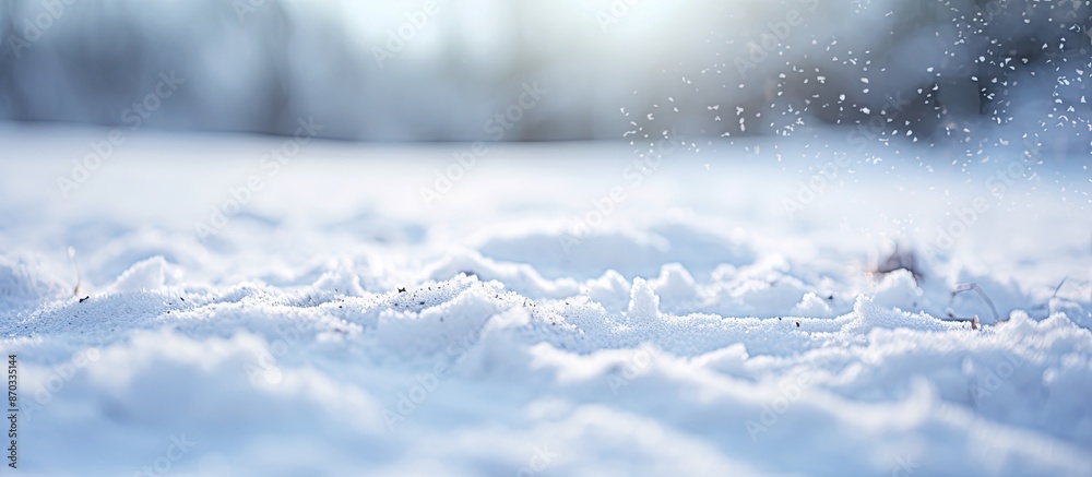 Aufkleber close-up photo of white snow on the ground after snowfall with a snow-covered surface and a small de