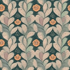 seamless repeat pattern; the texture of the fabric, knitted with Flowers and leaf