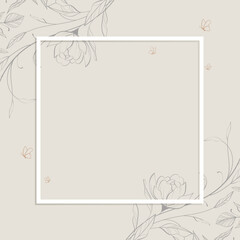 Wedding background card decorative floral frame border. Thank you, rsvp, invitation elegant card