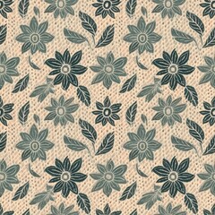 seamless repeat pattern; the texture of the fabric, knitted with Flowers and leaf