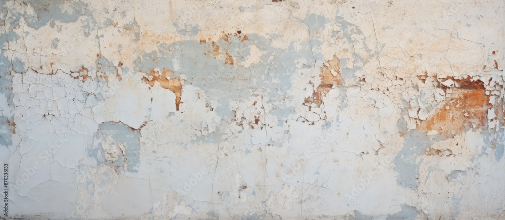 Poster high-resolution textures showing cracked and peeling paint on a concrete wall with copy space image.