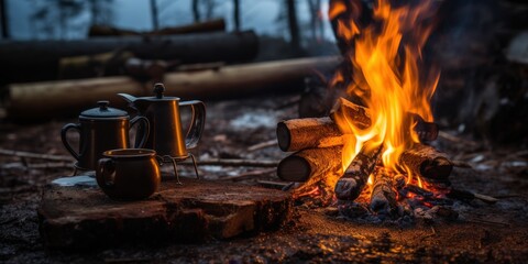 Campfire with Tea Set