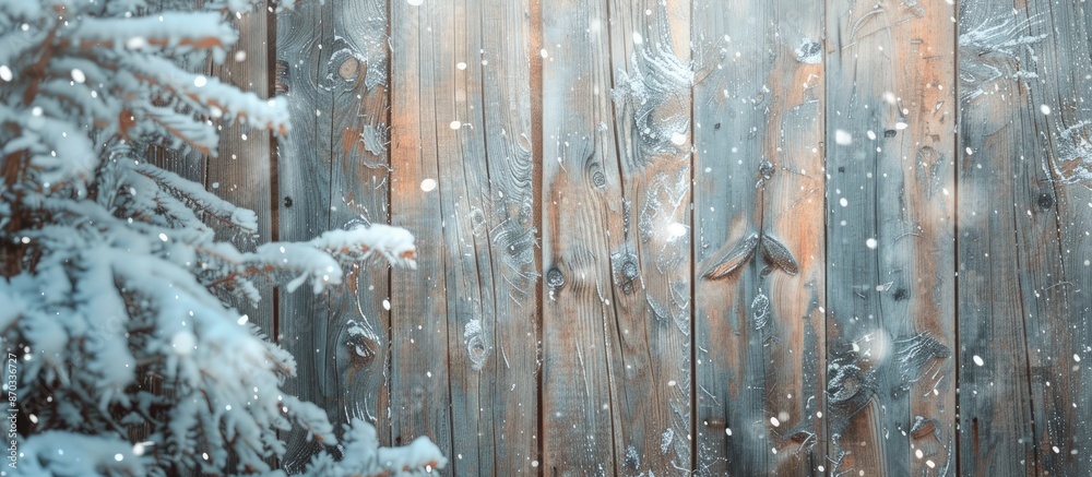 Poster background of wooden planks in the winter, natural wood texture. with copy space image. place for ad