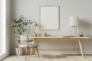 Modern Home Office Interior Design with Wooden Desk