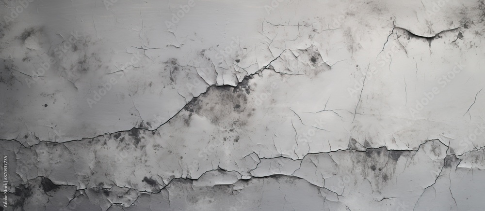 Poster smooth gray concrete wall with cracks providing a textured background or wallpaper with copy space i