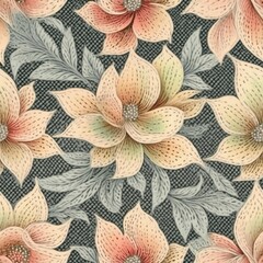 seamless repeat pattern; the texture of the fabric, knitted with Flowers and leaf