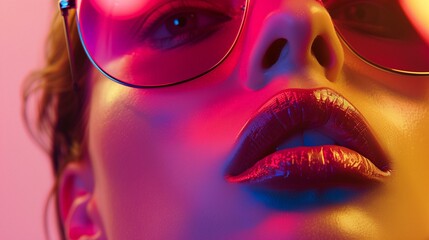 Neon Glamour Close-Up - Futuristic Fashion Portrait