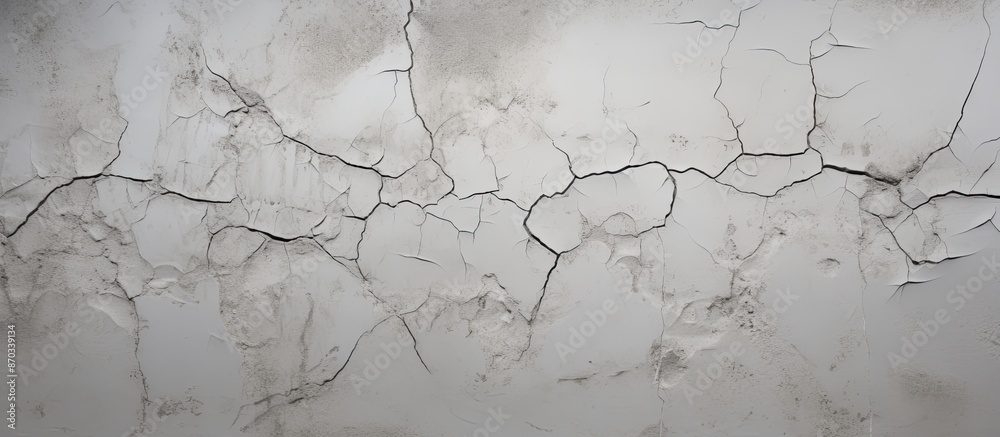 Poster smooth gray concrete wall with cracks providing a textured background or wallpaper with copy space i