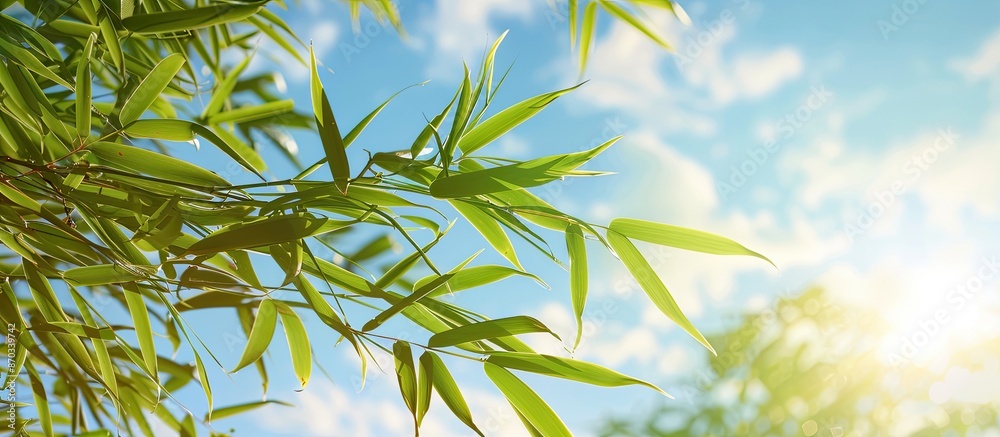 Aufkleber scenic view of bamboo leaves set against a peaceful sky creating a serene landscape in a copy space 