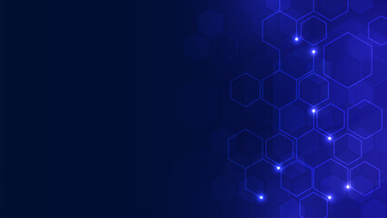 Abstract technology hexagonal modern futuristic blue light background.