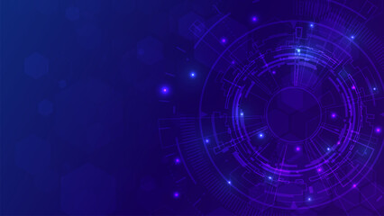 Technology futuristic hexagones low polygon geometric. Hi- tech blue bacground.