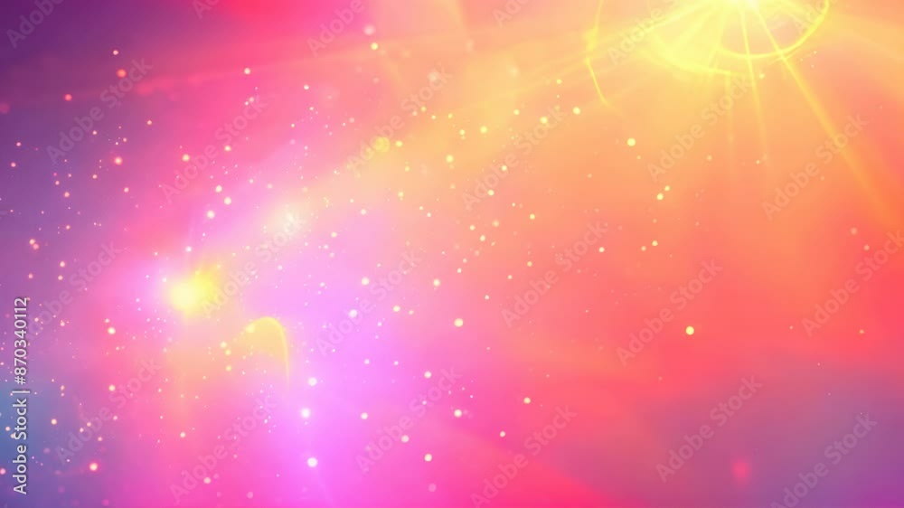 Poster An overlay of bold lens flare over a retro-futuristic gradient background evoking nostalgia and technological advancement.