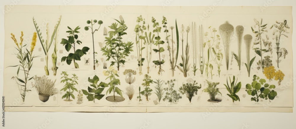 Aufkleber Document containing pressed plants for reference with copy space image.