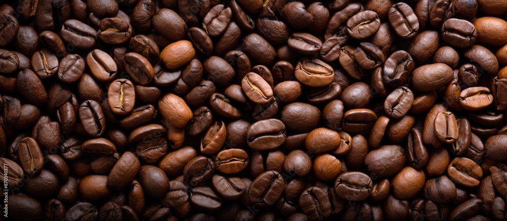 Poster Use roasted coffee beans as a backdrop for a copy space image.
