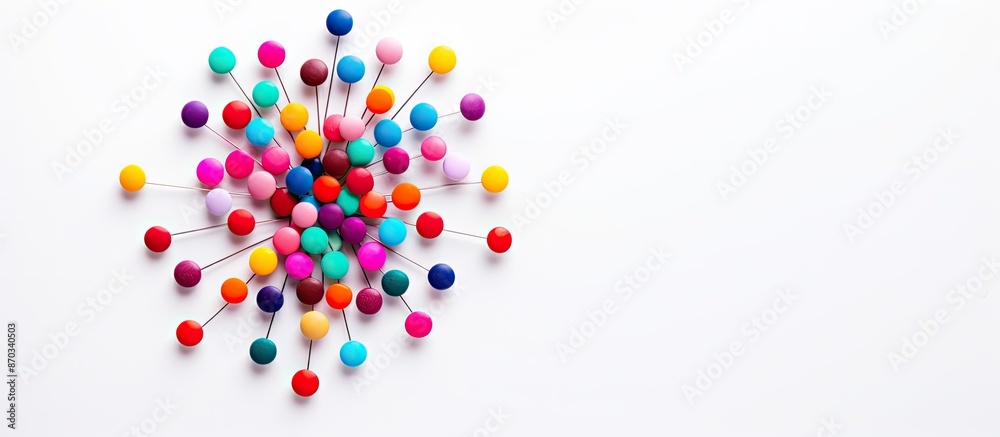 Poster colorful pin on a white background with copy space image.