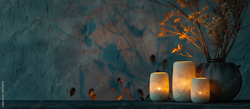 Poster evening light decor. with copy space image. Place for adding text or design