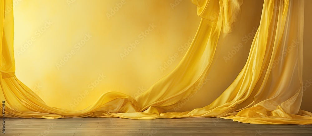 Aufkleber Background featuring a textured yellow silk or satin with room for design elements in the empty space.image. with copy space image. Place for adding text or design
