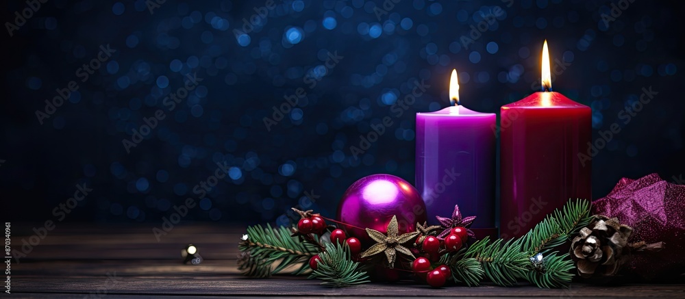 Aufkleber candle for advent and christmas displayed on a black background with copy space image.