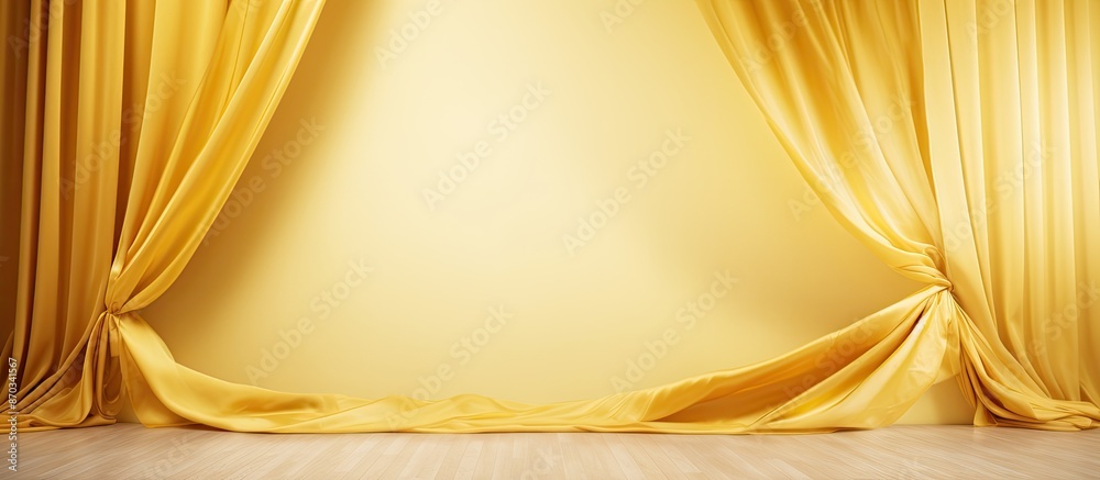 Poster Background featuring a textured yellow silk or satin with room for design elements in the empty space.image. with copy space image. Place for adding text or design