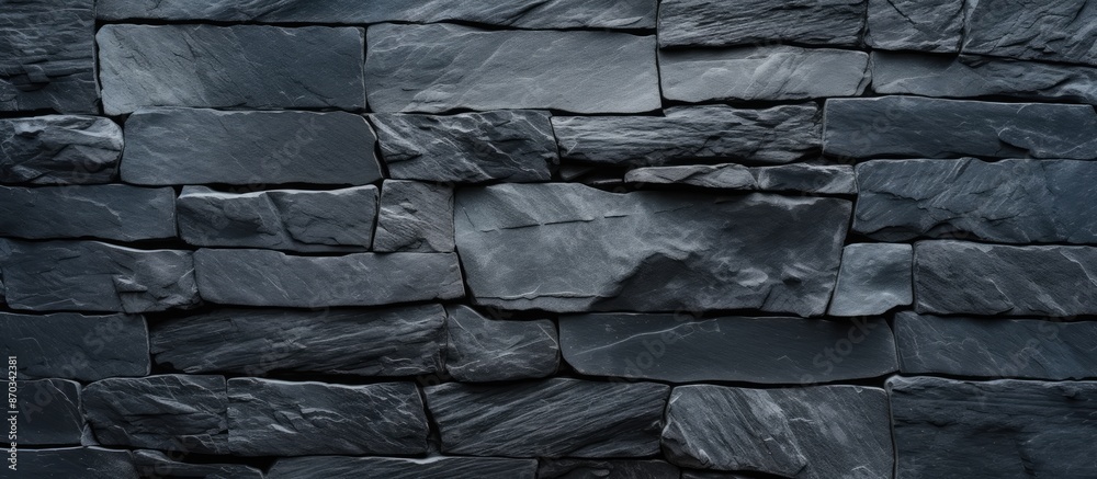 Fototapete High-resolution top view of a natural black slate stone background pattern with ample copy space image.