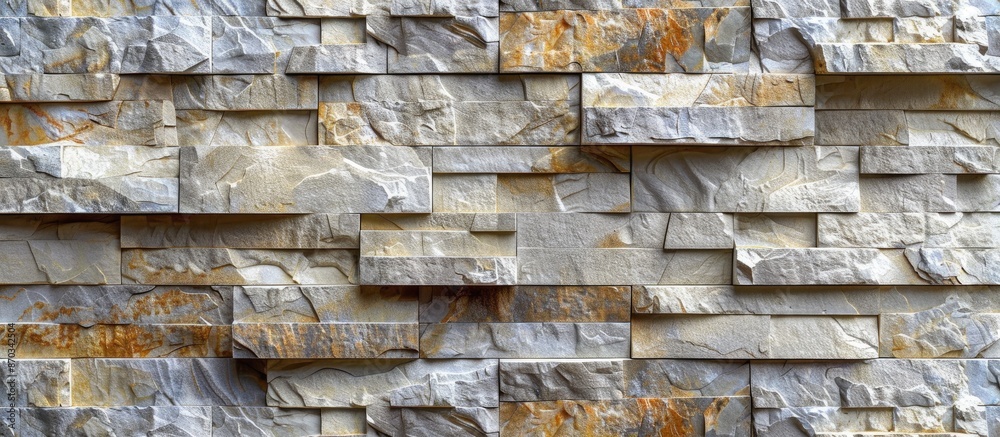 Poster Wall of stone bricks as an abstract background. Stone brick texture. with copy space image. Place for adding text or design
