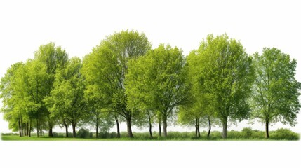 Enchanting image of lush green trees set against a serene white backdrop.