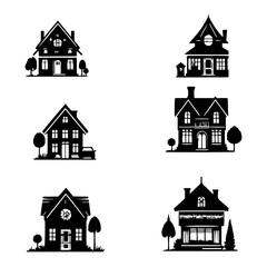 house silhouette set , simple house outline vector set