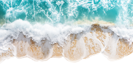 sea waves on the beach isolated on transparent white background, clipping path
