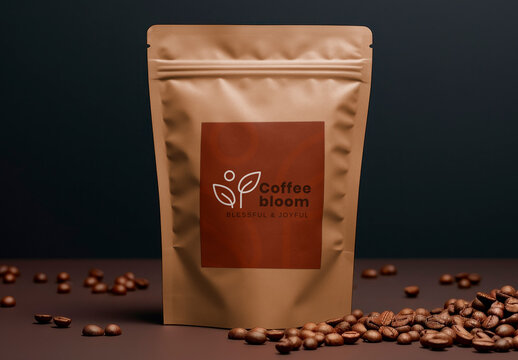 Coffee Bean Bag Mockup With Generative AI