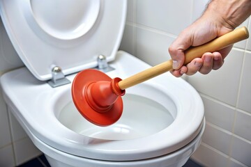 hand hold plunger to unclog toilet