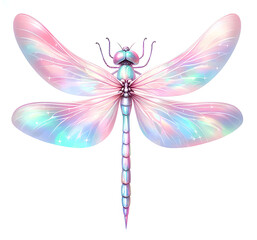 Fototapeta premium Watercolor illustration of a pastel dragonfly on a white background