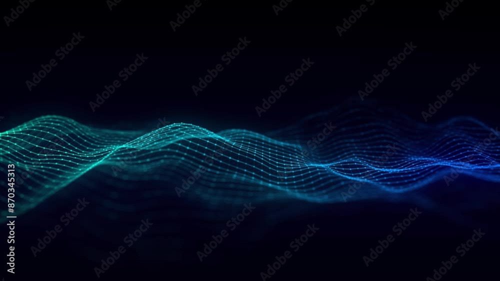Leinwandbilder Music color wave of particles and lines. Big data visualization. Abstract blue background with a dynamic wave. 3d rendering.