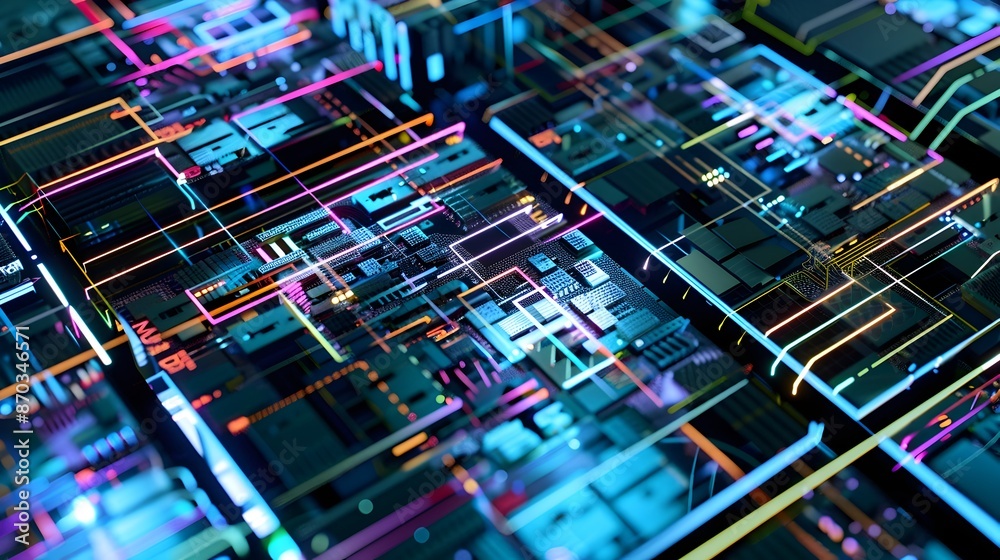 Poster technical infographic comparing processor chip architectures and providing analytical insights