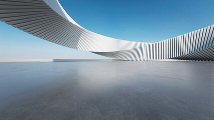 3d render of abstract structure futuristic architecture with empty concrete floor