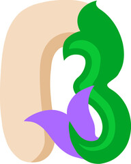 Fototapeta premium Mermaid Letter Alphabet Vector Element