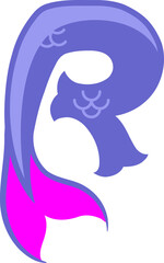 Mermaid Letter Alphabet Vector Element