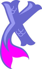 Mermaid Letter Alphabet Vector Element