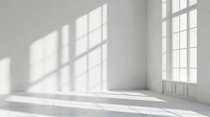 Obraz premium White background with abstract light from the window for product presentation