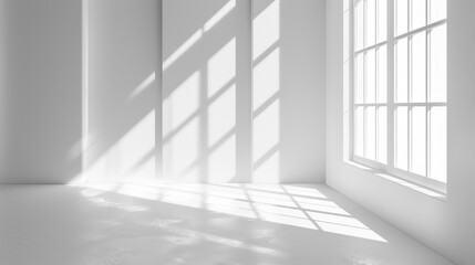 Obraz premium White background with abstract light from the window for product presentation