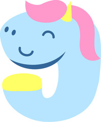 Cute Unicorn Letter Alphabet Vector Element