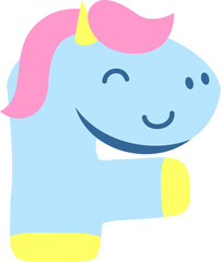 Cute Unicorn Letter Alphabet Vector Element