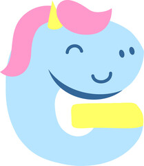 Cute Unicorn Letter Alphabet Vector Element